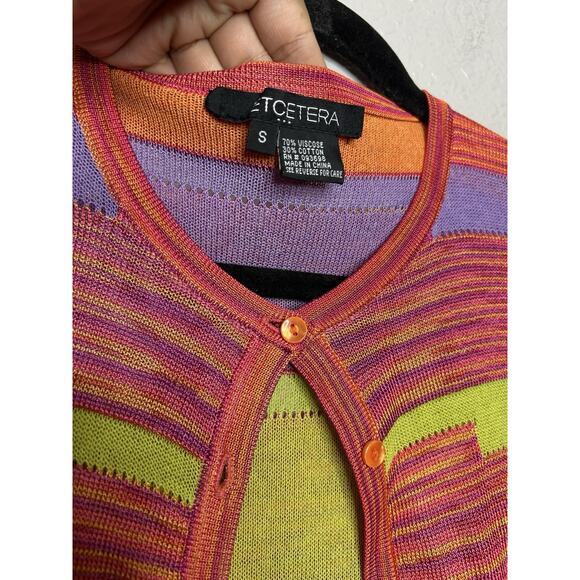 Etcetera Bright Multicolored Long Sleeve Button Cardigan Funky Y2K Style Small - Picture 6 of 8